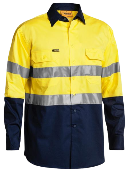 Bisley Yellow Bottle Taped hi-vis lightweight cool shirt.