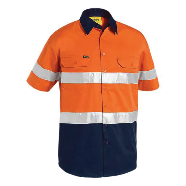 Shirt Bisley 2 Tone - Orange Hi Vis Short Sleeve