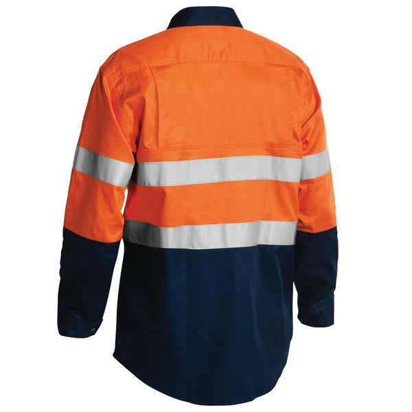 Shirt Bisley 2 Tone - Orange Hi Vis Long Sleeve