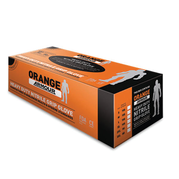 Gloves Disposable Heavy Duty - Nitrile Orange Box 100
